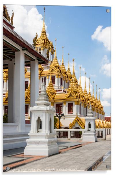 spires of Wat Ratchanadda Acrylic by Kevin Hellon