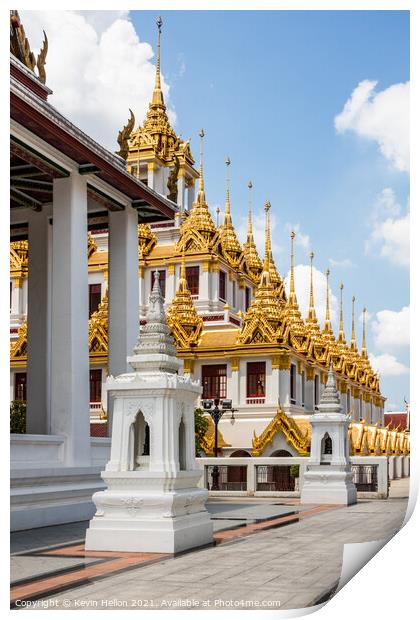 spires of Wat Ratchanadda Print by Kevin Hellon