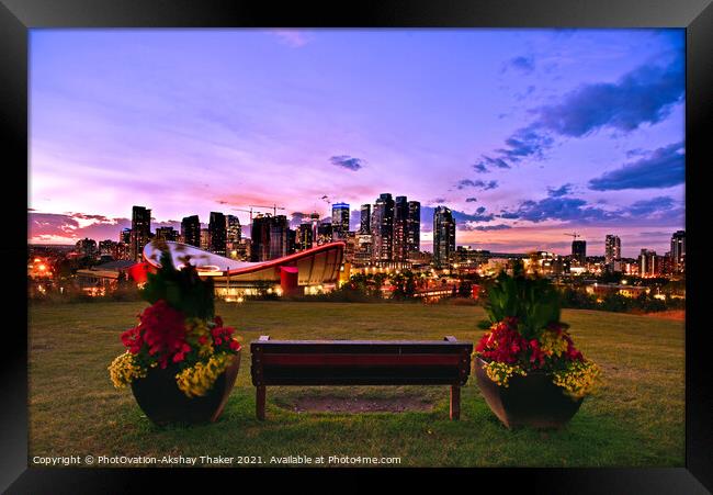 An attractive view of City of Calgary downtown  Framed Print by PhotOvation-Akshay Thaker
