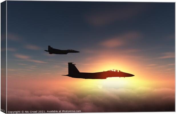 Two McDonnell Douglas F-15E Strike Eagles Canvas Print by Nic Croad