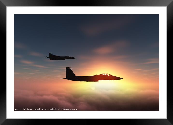 Two McDonnell Douglas F-15E Strike Eagles Framed Mounted Print by Nic Croad