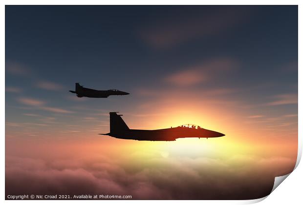 Two McDonnell Douglas F-15E Strike Eagles Print by Nic Croad