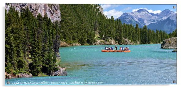 A group of people on a boat in Banff National park, Canada Acrylic by PhotOvation-Akshay Thaker