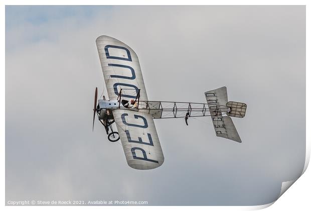 Bleriot XI flying Print by Steve de Roeck