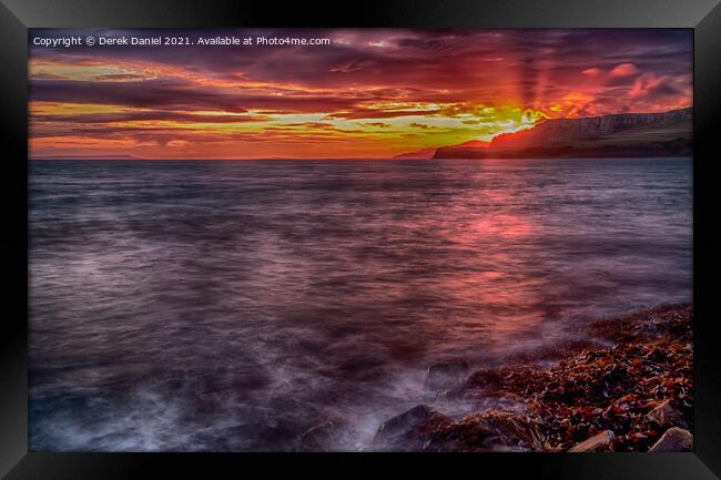 Sunset at Kimmeridge Bay, Isle of Purbeck, Dorset Framed Print by Derek Daniel