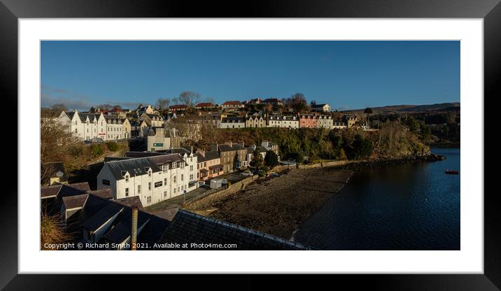 Bank Street, Bosville Terrace and Beaumont Crescent below beside the loch Portree beach. Framed Mounted Print by Richard Smith