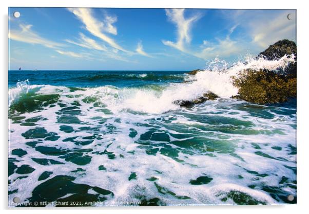 Waves crashing over the rocks with surf and spray Acrylic by Travel and Pixels 