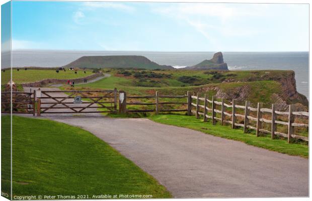 Majestic Worms Head at Rhossili Bay Canvas Print by Peter Thomas