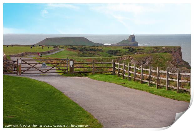 Majestic Worms Head at Rhossili Bay Print by Peter Thomas