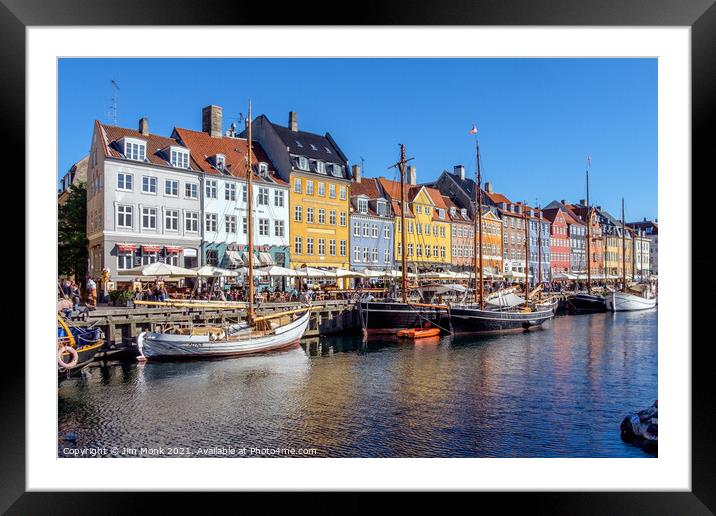 Nyhavn canal and promenade, Copenhagen Framed Mounted Print by Jim Monk