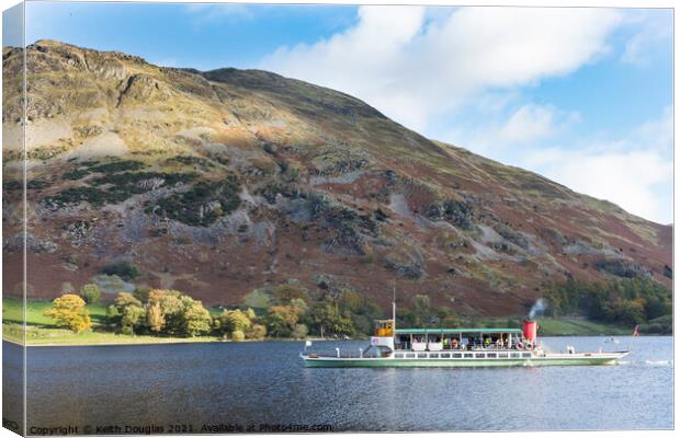 Ullswater Steamer in the Lake District Canvas Print by Keith Douglas
