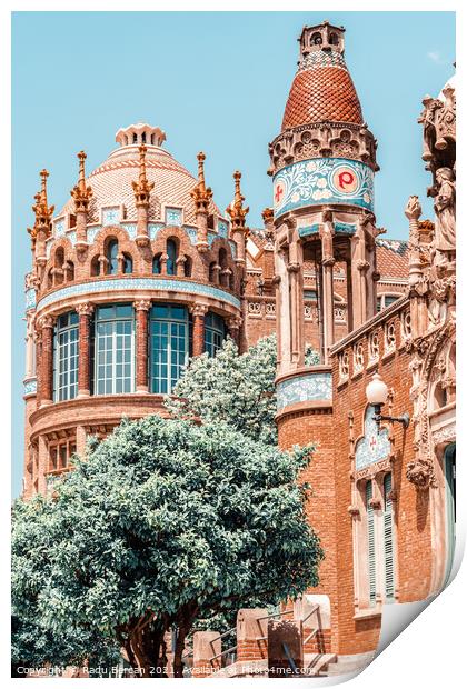Barcelona Tower Detail Architecture Print by Radu Bercan