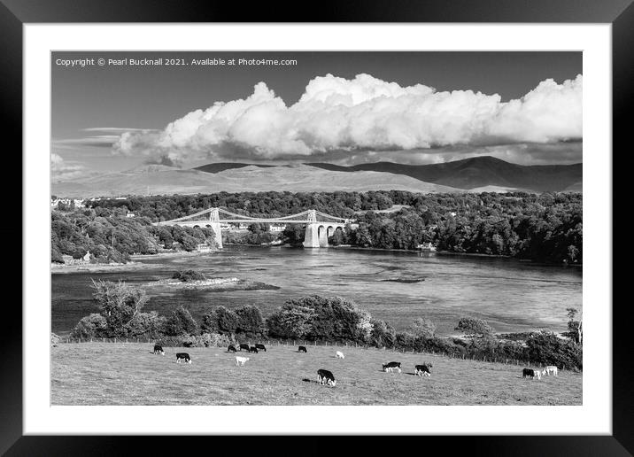 Scenic Menai Strait Anglesey in Black and White Framed Mounted Print by Pearl Bucknall