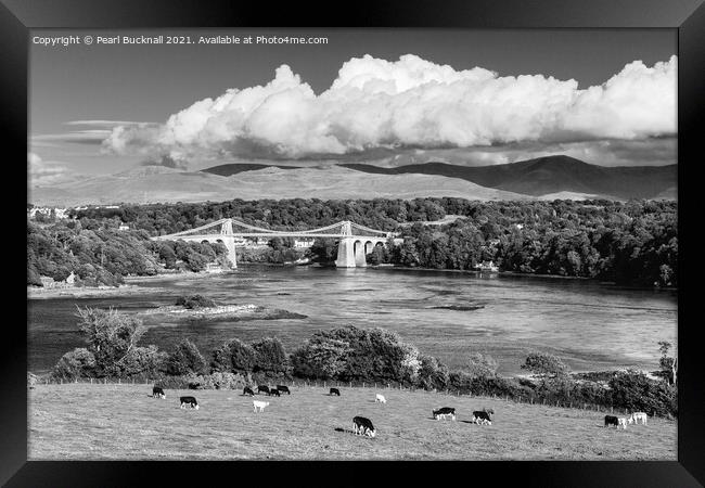 Scenic Menai Strait Anglesey in Black and White Framed Print by Pearl Bucknall