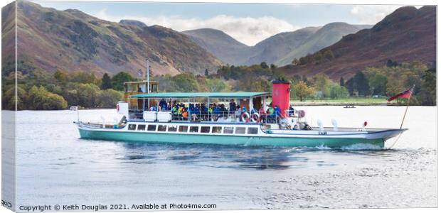 Ullswater Steamer Raven in the Lake District Canvas Print by Keith Douglas