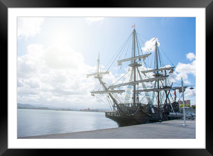replica of a 16th century Spanish galleon Framed Mounted Print by David Galindo