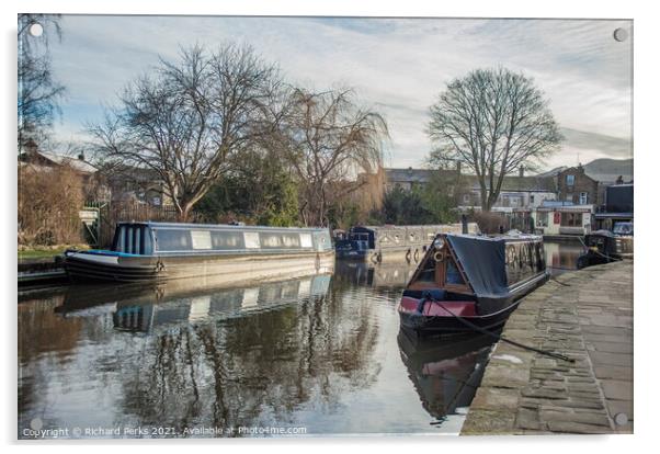 Barges at Skipton canal basin Acrylic by Richard Perks