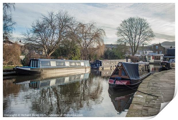 Barges at Skipton canal basin Print by Richard Perks