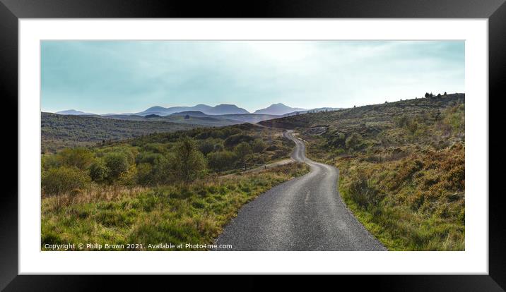 Road to The Rhinogs Mountain Range, North Wales Framed Mounted Print by Philip Brown