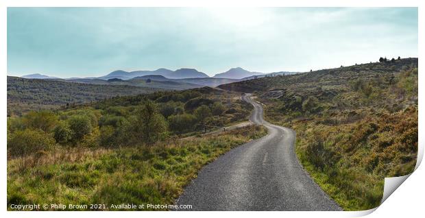  Road to The Rhinogs Mountain Range, North Wales Print by Philip Brown