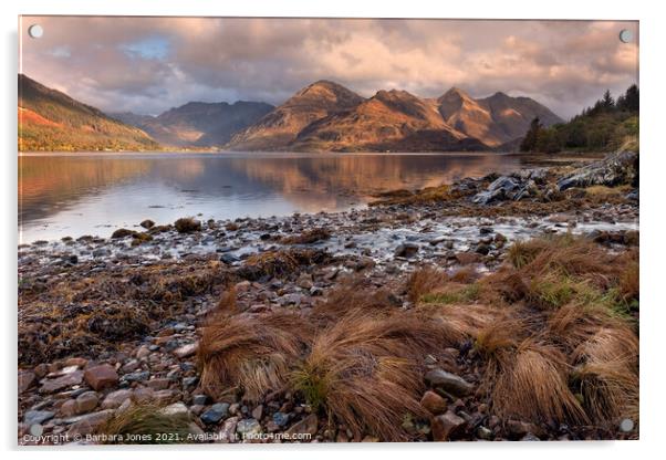 Five Sisters of Kintail Loch Duich Scotland Acrylic by Barbara Jones