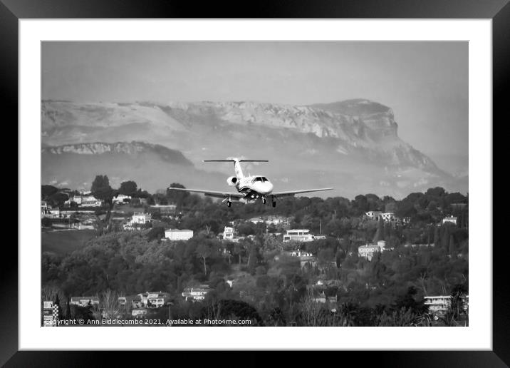 Private jet Framed Mounted Print by Ann Biddlecombe