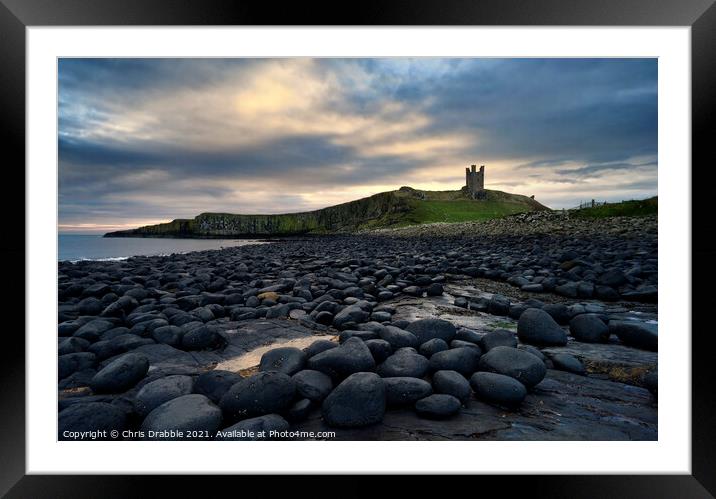 Dunstanburgh Castle at Dawn Framed Mounted Print by Chris Drabble