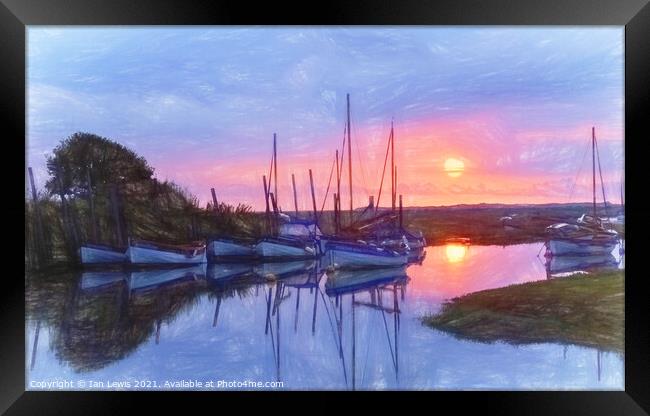 Boats At Blakeny a Digital Painting Framed Print by Ian Lewis
