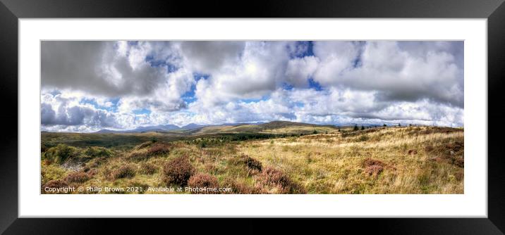 Acroos to The Rhinogs Mountain Range, Wales Framed Mounted Print by Philip Brown