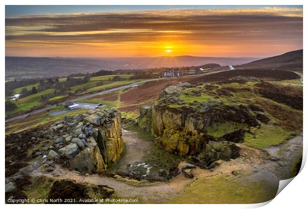 Cow and Calf sunrise. Print by Chris North
