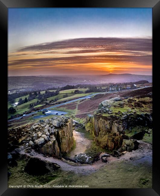 Sunrise over  Wharfedale. Framed Print by Chris North