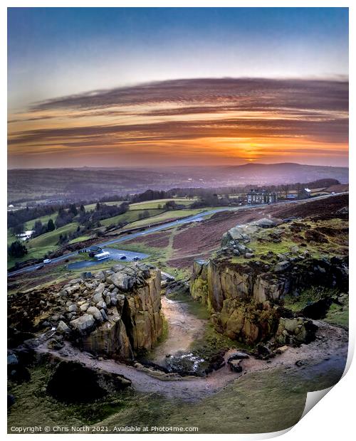 Sunrise over  Wharfedale. Print by Chris North