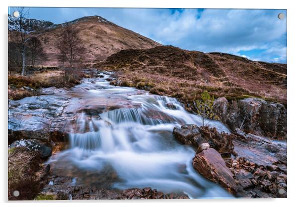 Highland Waterfall at Cluanie Acrylic by John Frid