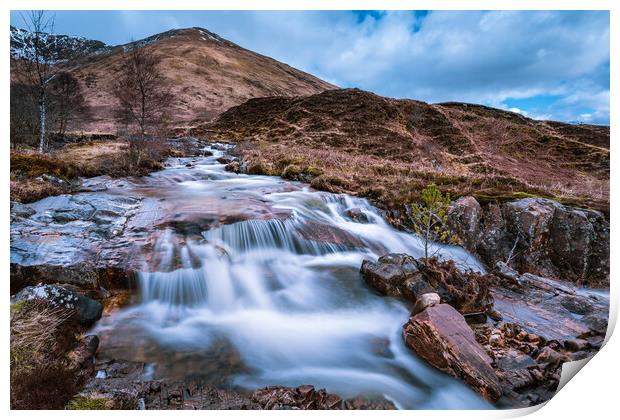 Highland Waterfall at Cluanie Print by John Frid