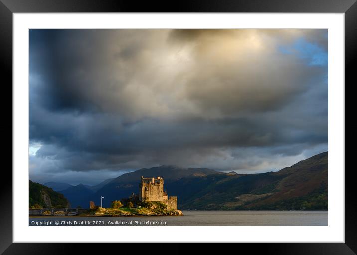 Heavy clouds over Eilean Donan Castle Framed Mounted Print by Chris Drabble