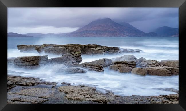 Elgol Stormy Seas Framed Print by John Frid