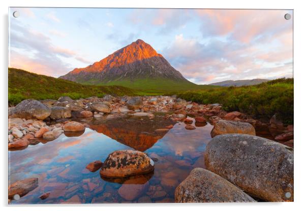 Sunrise at Buachaille Etive Mor. Acrylic by Tommy Dickson