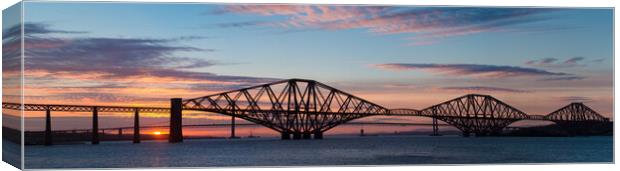 Forth Bridges Sunset. Canvas Print by Tommy Dickson
