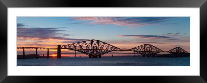 Forth Bridges Sunset. Framed Mounted Print by Tommy Dickson