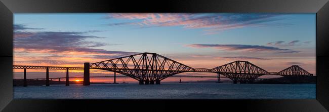 Forth Bridges Sunset. Framed Print by Tommy Dickson