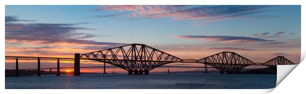 Forth Bridges Sunset. Print by Tommy Dickson