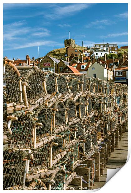Lobster pots  of Whitby. Print by Chris North