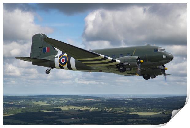 BBMF Dakota Over The Chilterns Print by Oxon Images