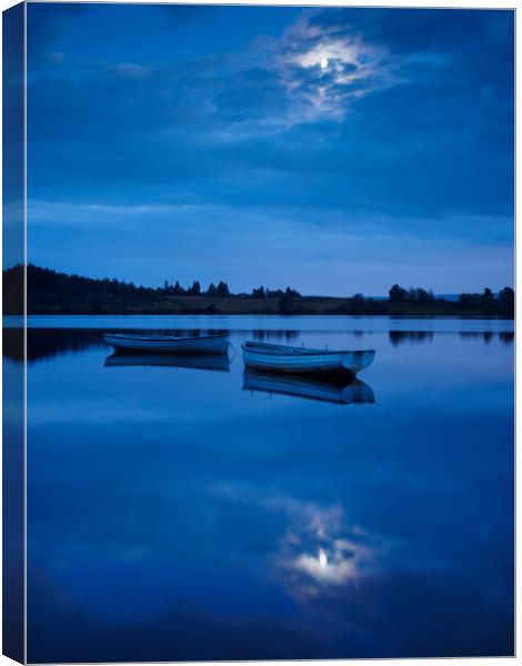 Moonlit Loch Rusky. Canvas Print by Tommy Dickson