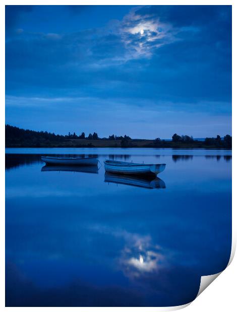 Moonlit Loch Rusky. Print by Tommy Dickson