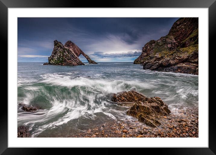 Bow Fiddle Rock at Portknockie on the Moray Coast Framed Mounted Print by John Frid
