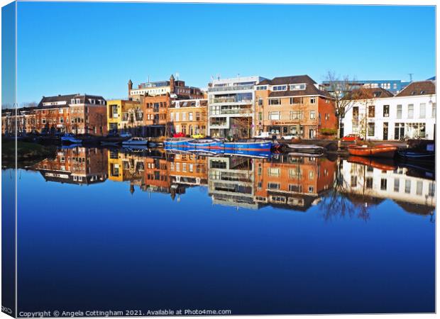 Reflections in Utrecht Canvas Print by Angela Cottingham