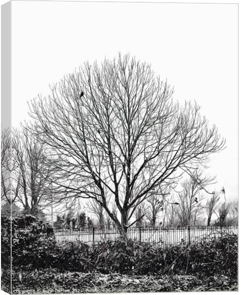 Melancholic Winter Tree Canvas Print by Beryl Curran