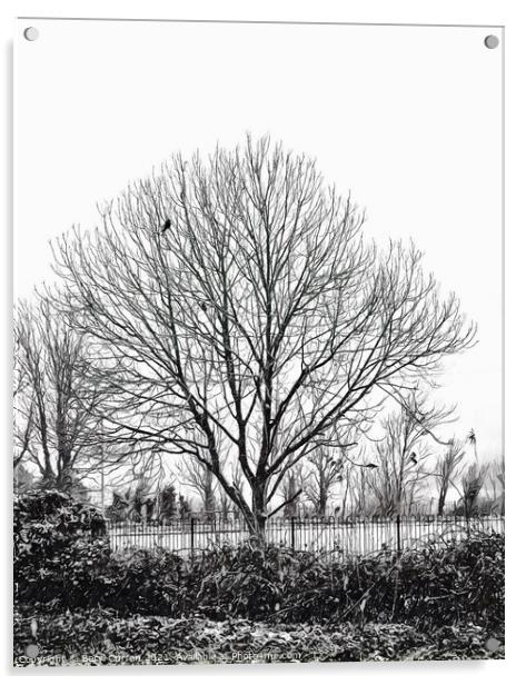 Melancholic Winter Tree Acrylic by Beryl Curran