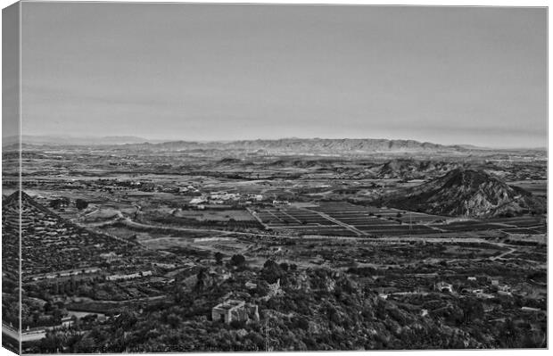 Countryside near Malaga, Spain. Black and white. Canvas Print by Peter Bolton